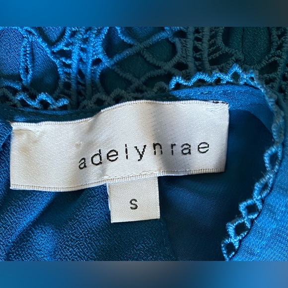 Adelyn Rae Sleeveless Audrey Embroidered Lace Flounce Shift Dress Celestial Blue - Picture 8 of 8